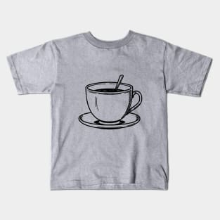 Line art of an old coffee cup Kids T-Shirt